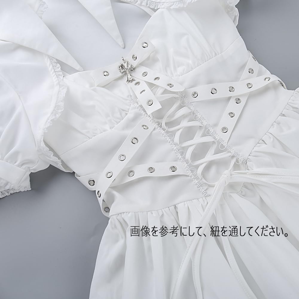 Gothic Lolita Black and Mini Gothic Perfect for Live and Stage Sweet Princess Harajuku Size S [FULINE] Dress, White, Skirt, Sexy, Sleeveless, Cute,