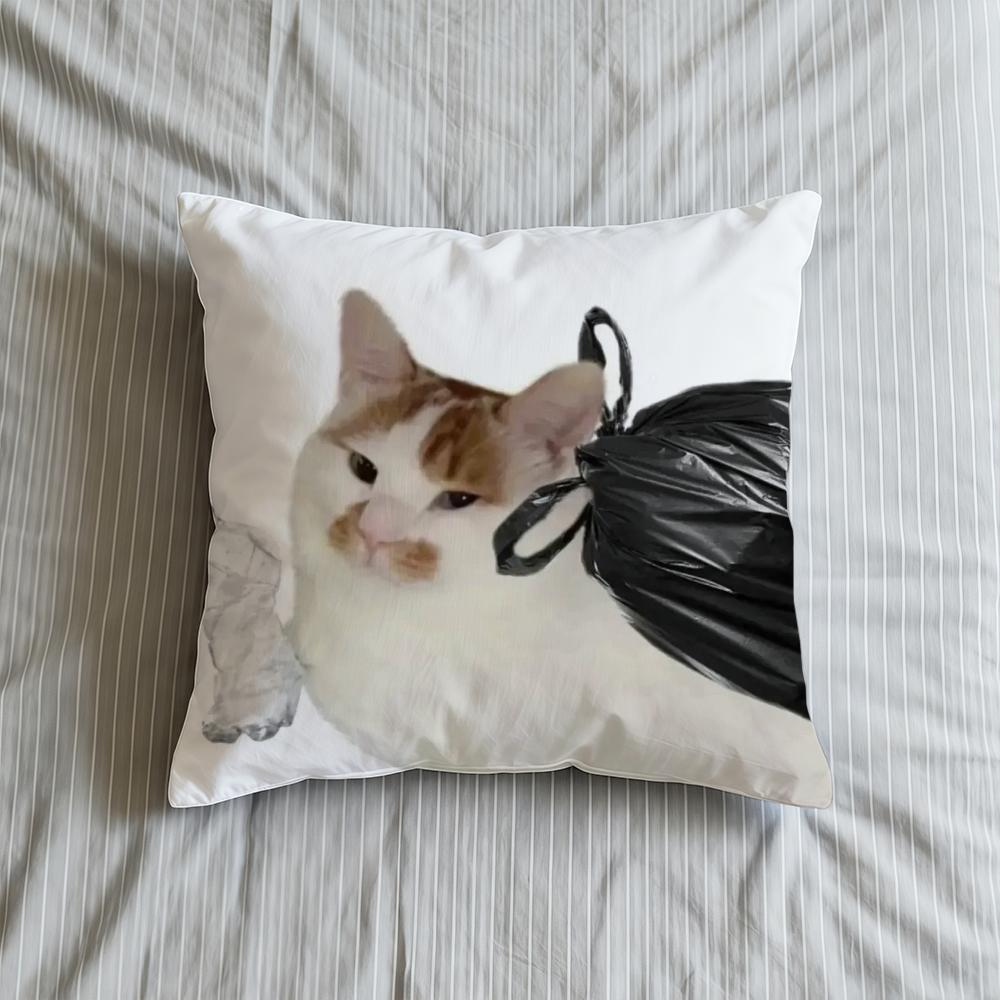 Cat Cushion Cover Soft Case Sofa Living Room Funny Home Comfortable Office Decor Protective Pillow