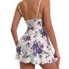 European and American Style Sexy Mesh Floral Lace Camisole Nightgown for Women