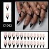 Trendy French Tip Press On Nail Matte Black Base Detailing Durability Plastic Fake Nail 24pc Complete Set Durability