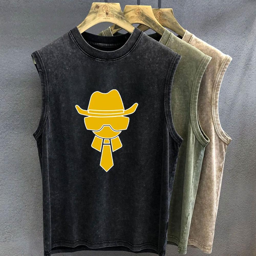 

Мужская майка винтажной стирки с абстрактным графическим принтом фигуры, оверсайз, без рукавов, летний женский спортивный топ Y2k S