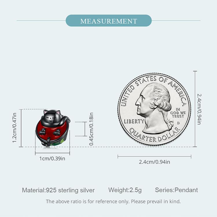 WOSTU Margele Charm Autentice din Argint Sterling 925 Pisică & Pepene Verde potrivite pentru Brățară & Brățară Femei Bijuterii Fine