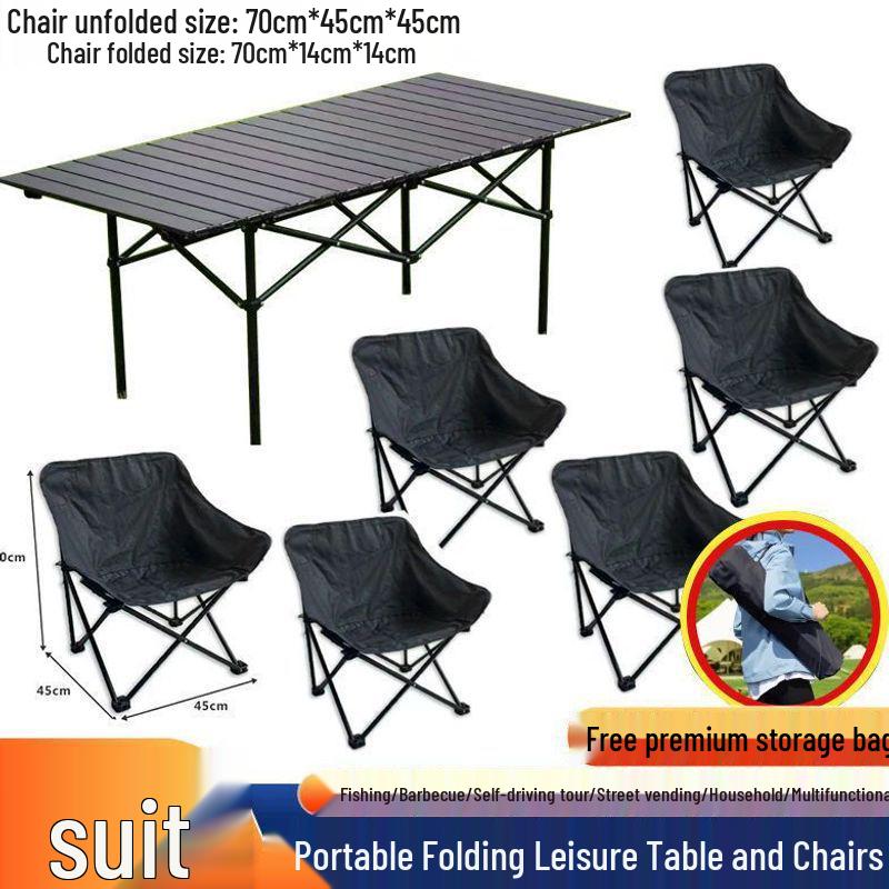 Portable Outdoor Folding Chair & Table Set with Backrest for Camping & Home Use
