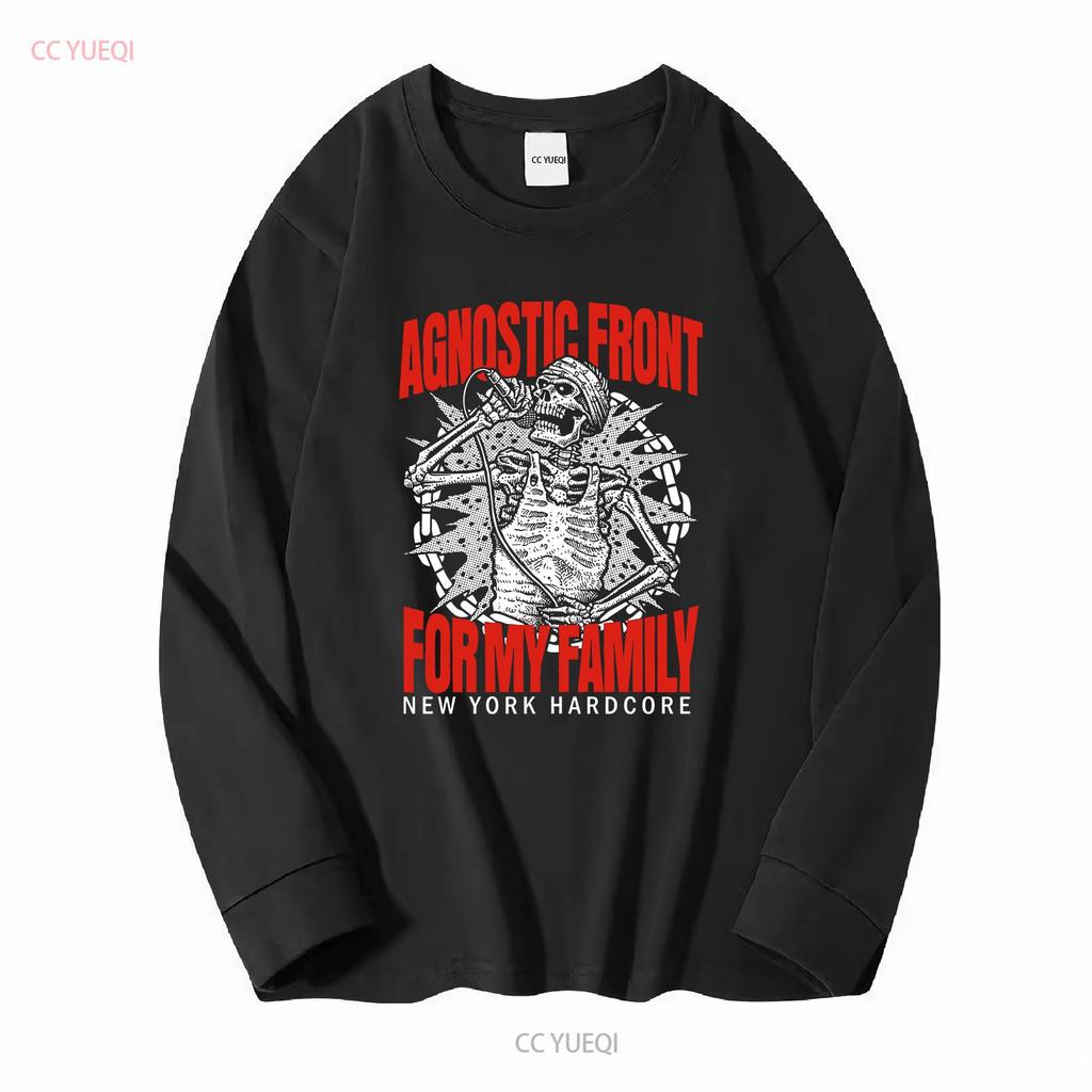 Agnostic Front Koszulka Czarna Z Rodziną Bawełniana Wszystkie Rozmiary RM692 vintage Wypłukana Codzienna moda Wygodna Rozciągliwa