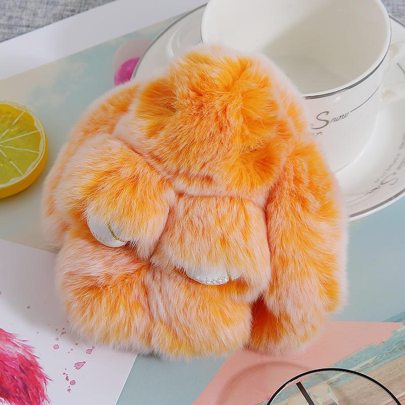 13CM Mini Frost Rabbit Women Cute Plush Fur Pompom Bunny Key Chains On Bags Car Trinket Wedding Party Toys Gift Bag Charm