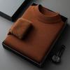 Autumn Winter Warm Mock Collar Sweaters for Men Solid Long-sleeve Fleece Knitted Sweaters Men Casual Thick Pullovers