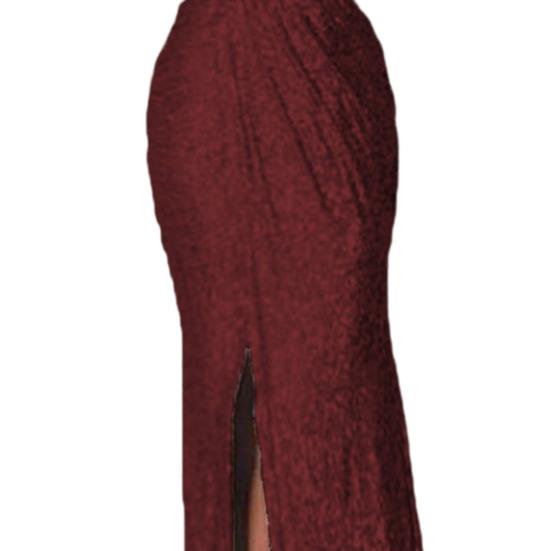 Spring Autumn Women Formal Dress Solid Color Deep V Neck Ruched High Waist