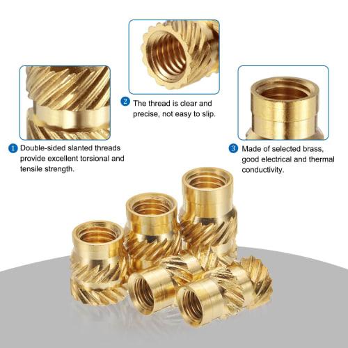 uxcell 120pcs M3 M4 Metric Thread Insert Brass Heat-Set Insert Knob Nut Assortment Kit, 3D Printed Brass Nuts, Thread Insert Nuts
