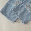 Baby Autumn Jeans 2025 New Children's Korean Version Fashionable Washed Ripped Wide-leg Trousers