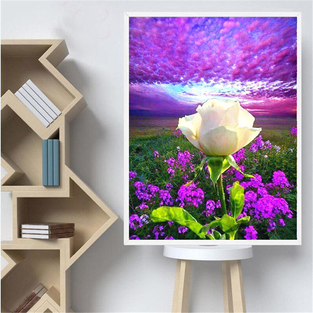 Embroidery Cross Stitch Landscape Round Diamond Mosaic Diamond Painting Rose Crystal Resin Decor
