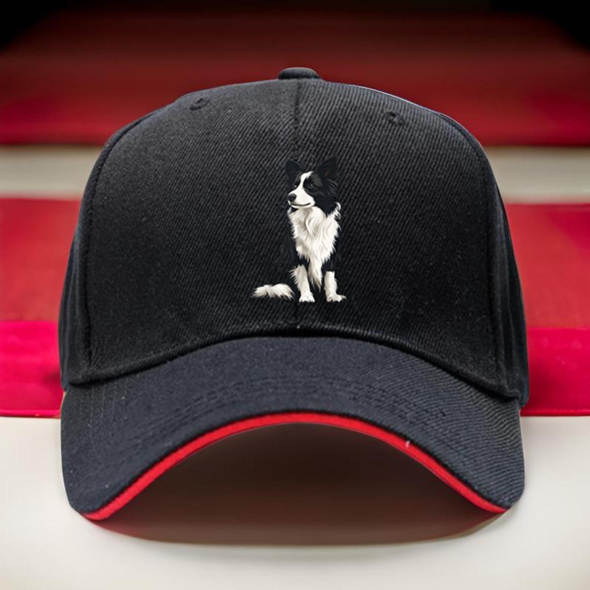 

Border Collie Dog Print Polyester Trucker Hat Adjustable Hiking Baseball Cap Casual Outdoor Headwear One Size