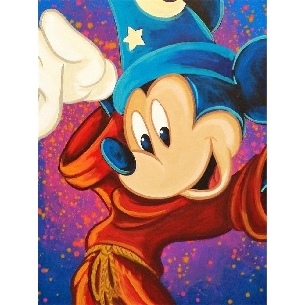 

Disney Diamond Painting Magician Mickey Mouse Theme Art Illustration 5D Cross Stitch Hanging Print 5D Puzzle Mosaic Embroidery Home Decor Round 20x30cm