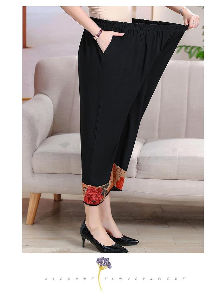 7XL Summer Plus Size Chinese Style Two-Piece Set for Middle-aged and Elderly Women