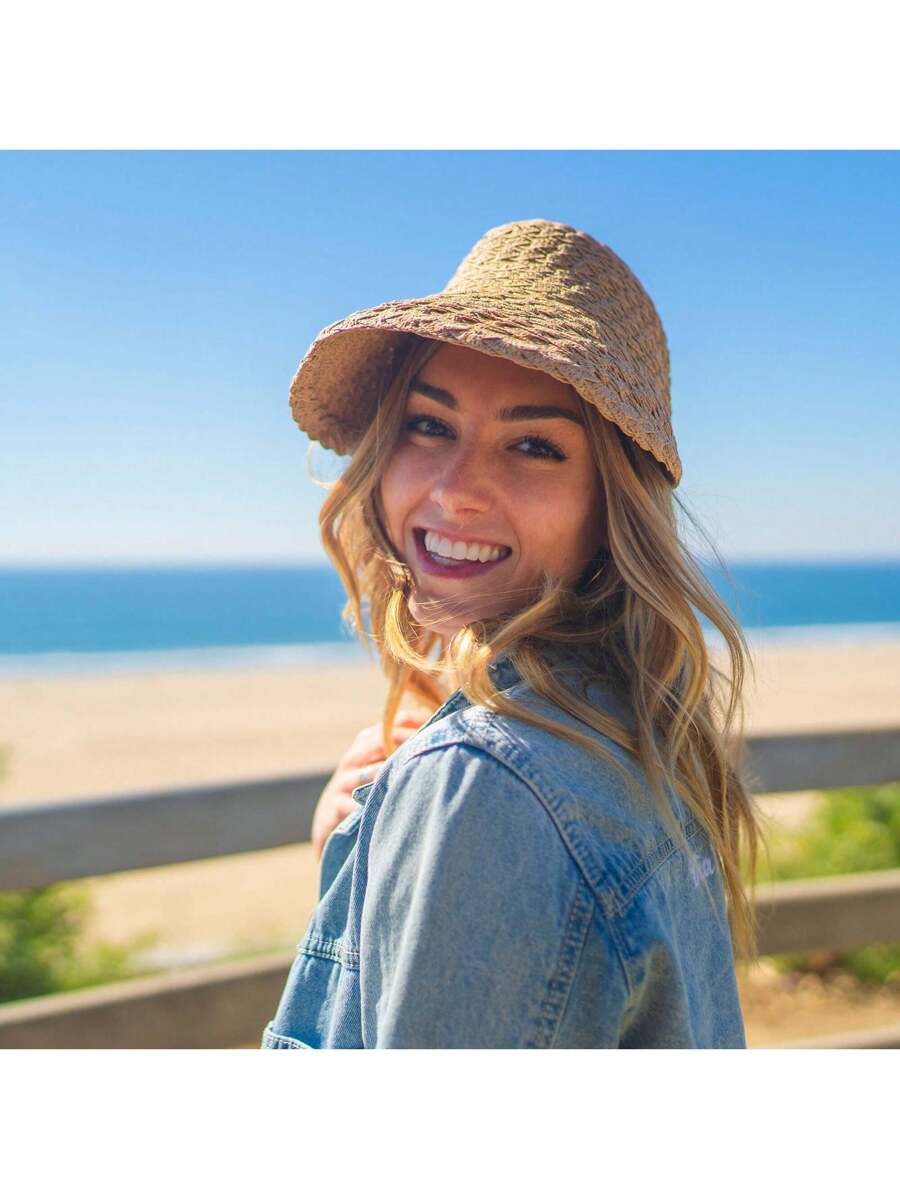 Women Wide Brim Sun Visor Hat Straw Beach Golf Hat