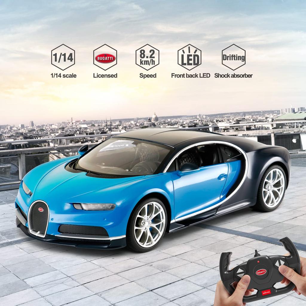 RASTAR Bugatti Chiron RC Model Car Remote Control Car with LED Lamp Blue cm 1/14 32.415.68.9