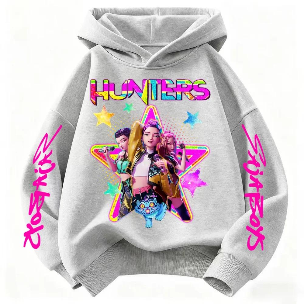 

K-pop Охотник на демонов Huntrix Толстовка для девочек на весну и осень Детская толстовка с длинным рукавом 160