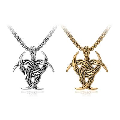 Retro Viking Design Celtic Knot Pendant Necklace for Men Stainless Steel Trendy