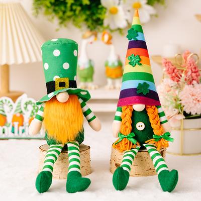 St Patrick's Day Decoration Doll Green Plush Gnome Faceless Doll Irish Day Home Party Decor Saint Patrick Ornaments Irish Gifts