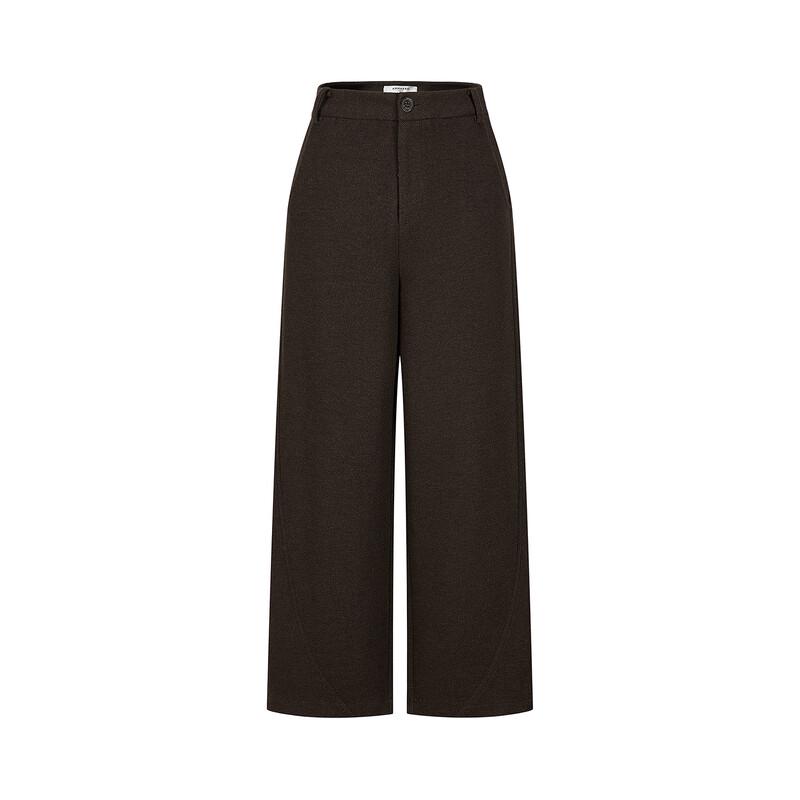 Jiu Zi Anna Co Women's 2025 Winter Deconstructed Cropped Curved-Leg Pants