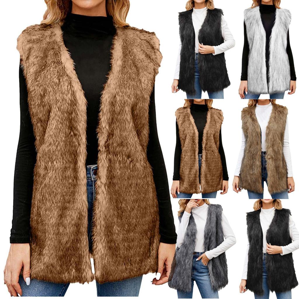 Women's V-neck Faux  Vest Top Faux Vest Coat
