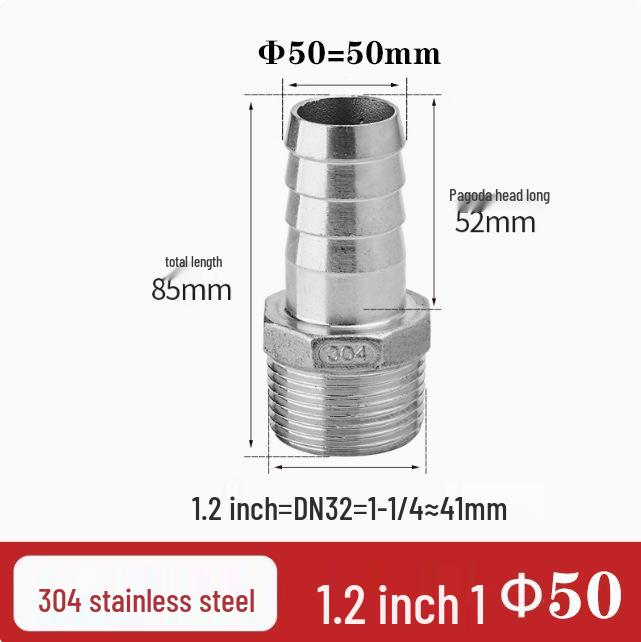 304 Stainless Steel Hex Male Thread Pagoda Fitting for Water/Air Hose