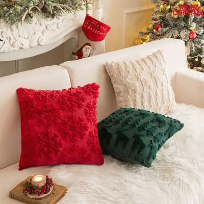 Weihnachts-Kissenbezüge 45x45cm Weihnachts-Dekorative Weiche Plüsch-Kissenhülle Sofakissenbezug für Bett Sofa Wohnzimmer