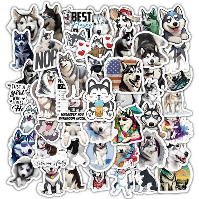 60 roztomilých samolepek husky - Dekorace na notebook, zeď a plochu, vodotěsné