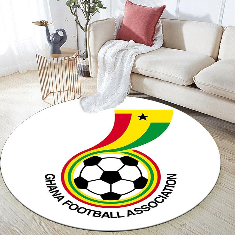 Ghana National Football Printed Round Rug, Non Slip Washable Circular Carpet For Living Room Bedroom Playroom, Sports Fan Decor, Holiday Birthday Gift