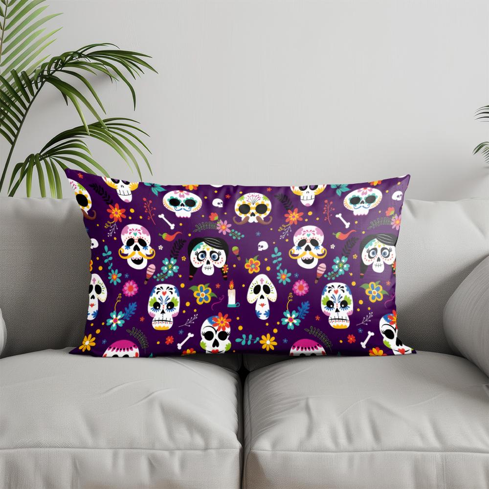 

Home Decor Spooky Ghosts Pattern Pillow Cover Suitable For Sofa Bedroom Car Pillow Cover Cushion Rectangular Back Cushion 30x50cm