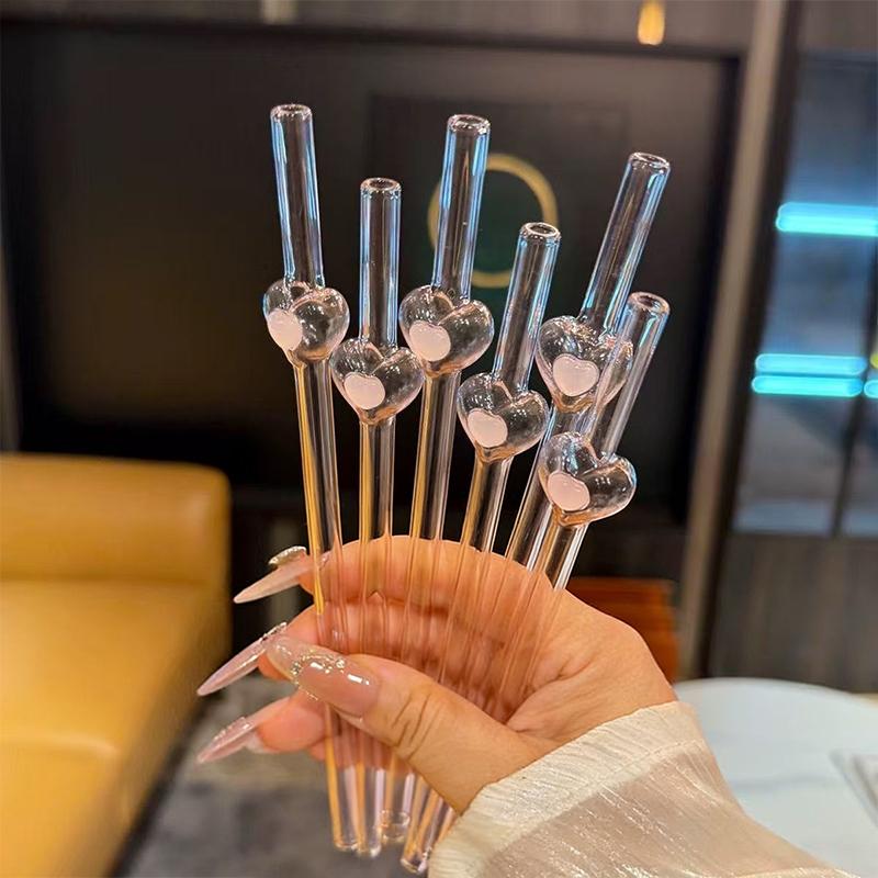 Heart Glass Straw Reusable Drinking Straws Cute Straw For Festival Party Wedding Cocktail Bar Beachs