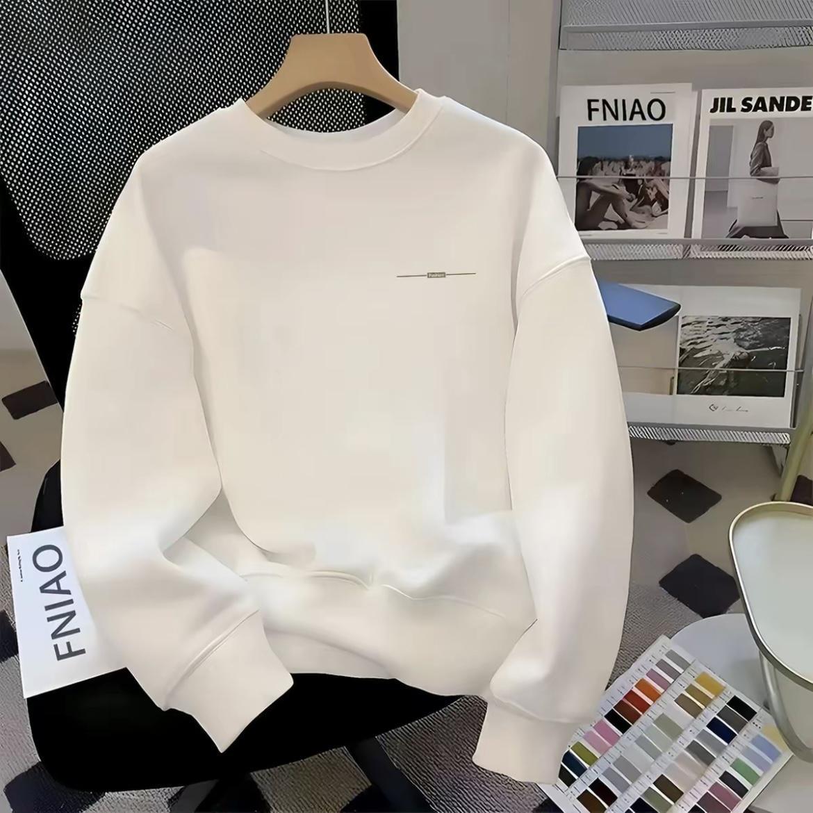 Men s Trendy Fleece-Lined Hoodie: Autumn/Winter Loose-Fit Long Sleeve Pullover 3XL