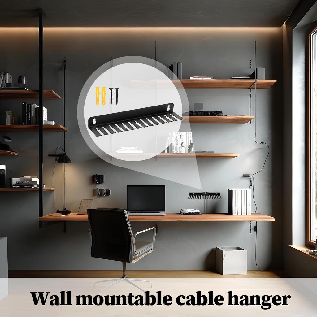 Cord Organizer Holder 13 Slots Steel Data Cable Organizer Rack For Wall Easy To Install Cable Management For Workshops Studios