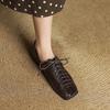 Fashion Size 34-40 Retro Low Heel Shoes for Women Real Leather Lace-Up Low Heels Shoes Vintage Spring 2025 New Office Lady Daily Dress