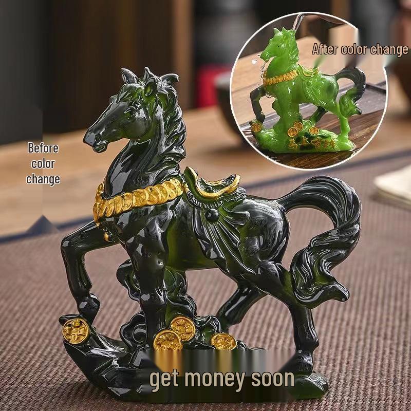 Luxury Resin Pixiu Tea Pet: Color-Changing Wealth-Attracting Ornament for Tea Sets.