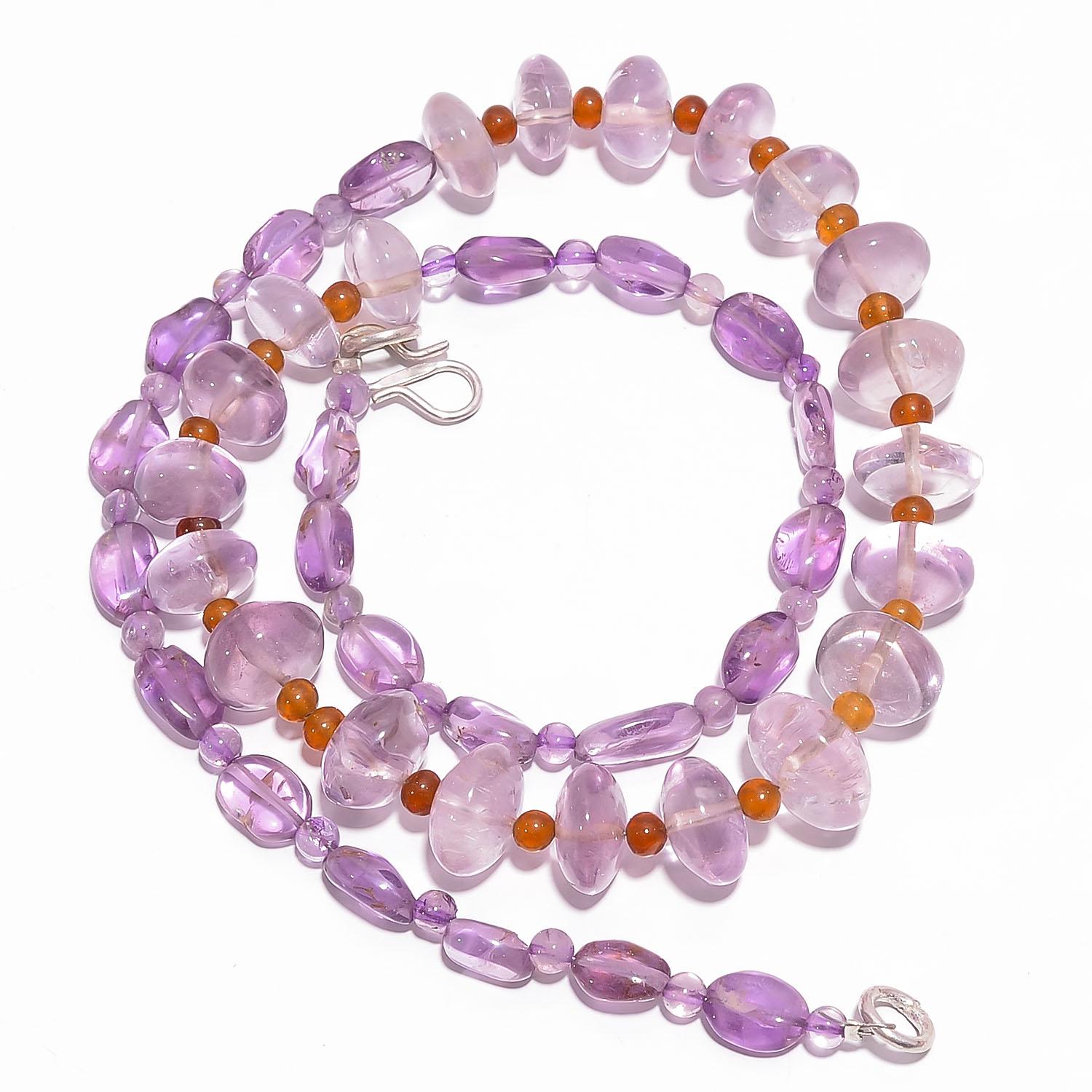 

Natural Amethyst Brown Chalcedony Gemstone Beads Necklace 3-12 mm 18 UB-7873 UB-7873