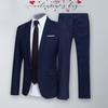 1 sada Pánské bundy Kalhoty Jednobarevné Turndown Collar Slim Fit Business Suit Set Velké sako kalhoty pro ženicha pro svatební kancelář