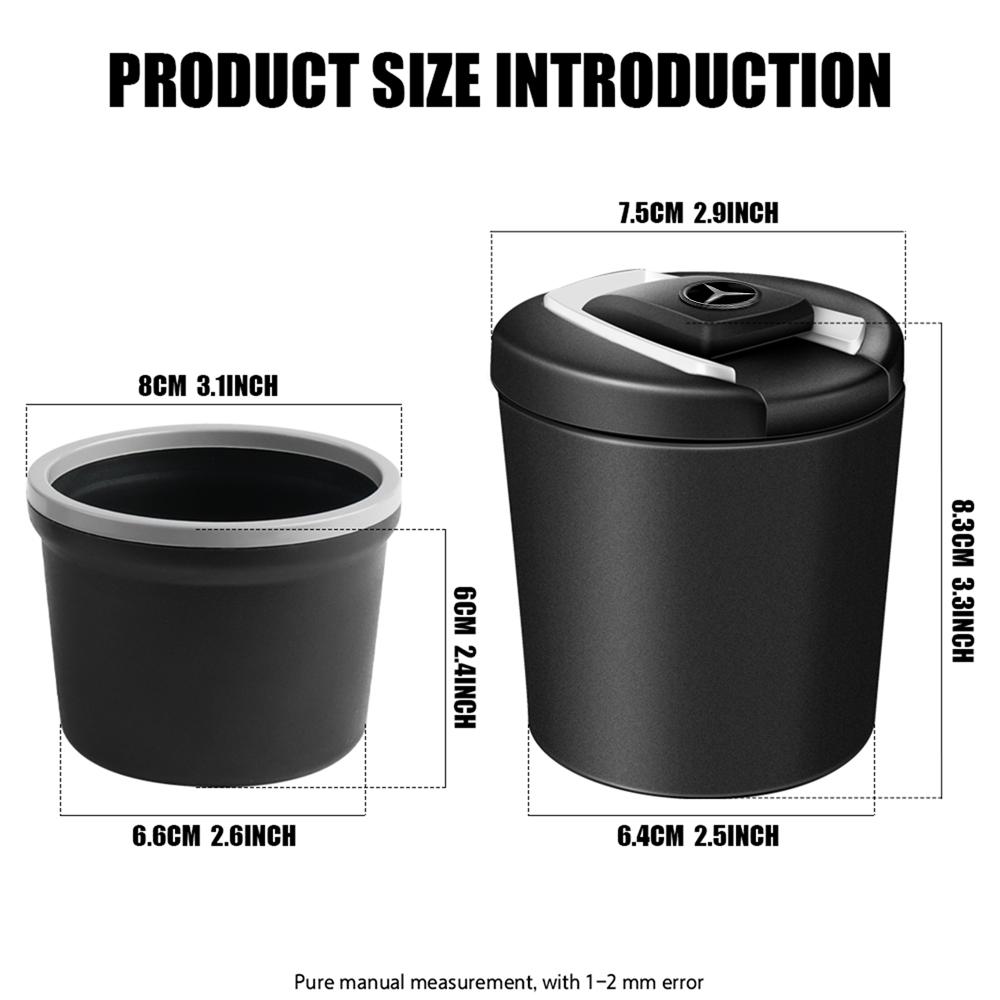 GLC GLB Car Trash Bin Storage Box High Flame Retardant LED Smell Proof Ashtray For Mercedes Benz AMG W203 W204 W164 W168 C180 E