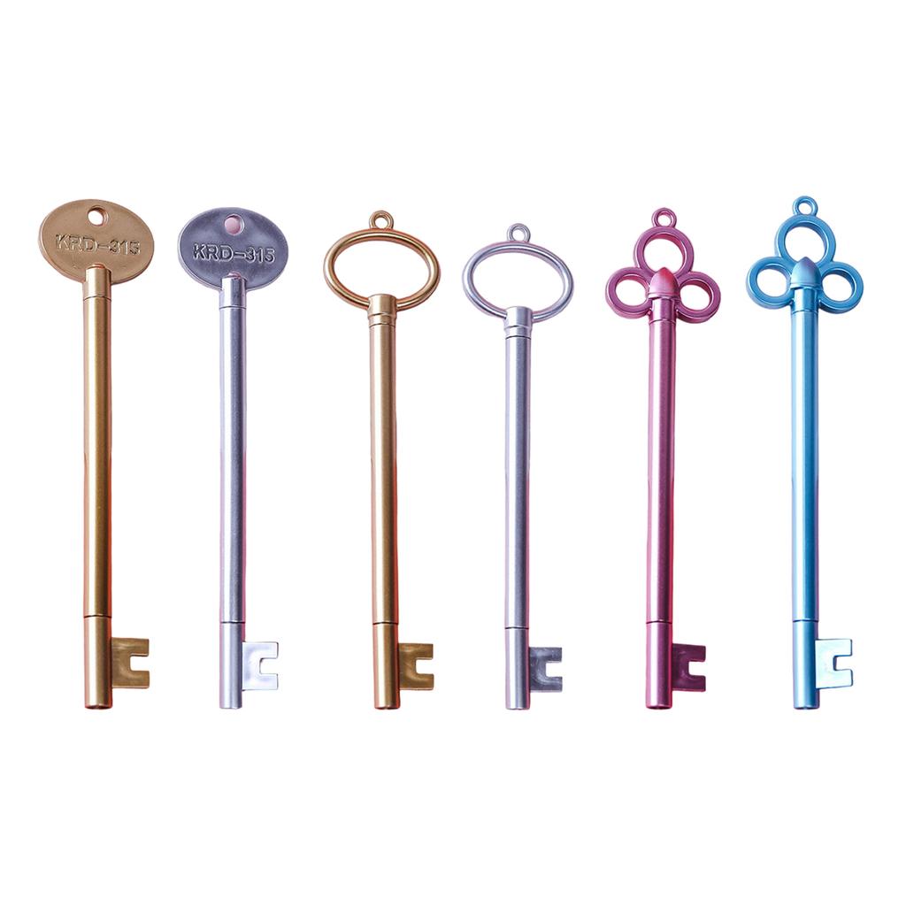 6 buc. stilou cu cerneală cu gel în formă de cheie, pixuri de scris noutate pentru copii, elevi, joc de recompensă, umplutură pentru ciorapi, vârf cu ac de 0,38 mm