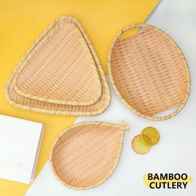 Imitation Bamboo Plate Round Smooth Edges Easy To Clean High Temperature Resistant Plate Hand Woven SnacksTray