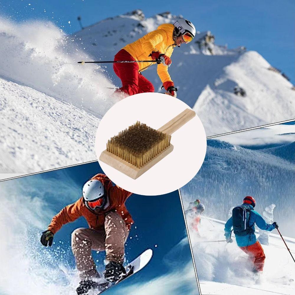 Horsehair Ski Waxing Brush Wooden Handle Brush Snowboard Tool Snowboard Brush Winter Sports