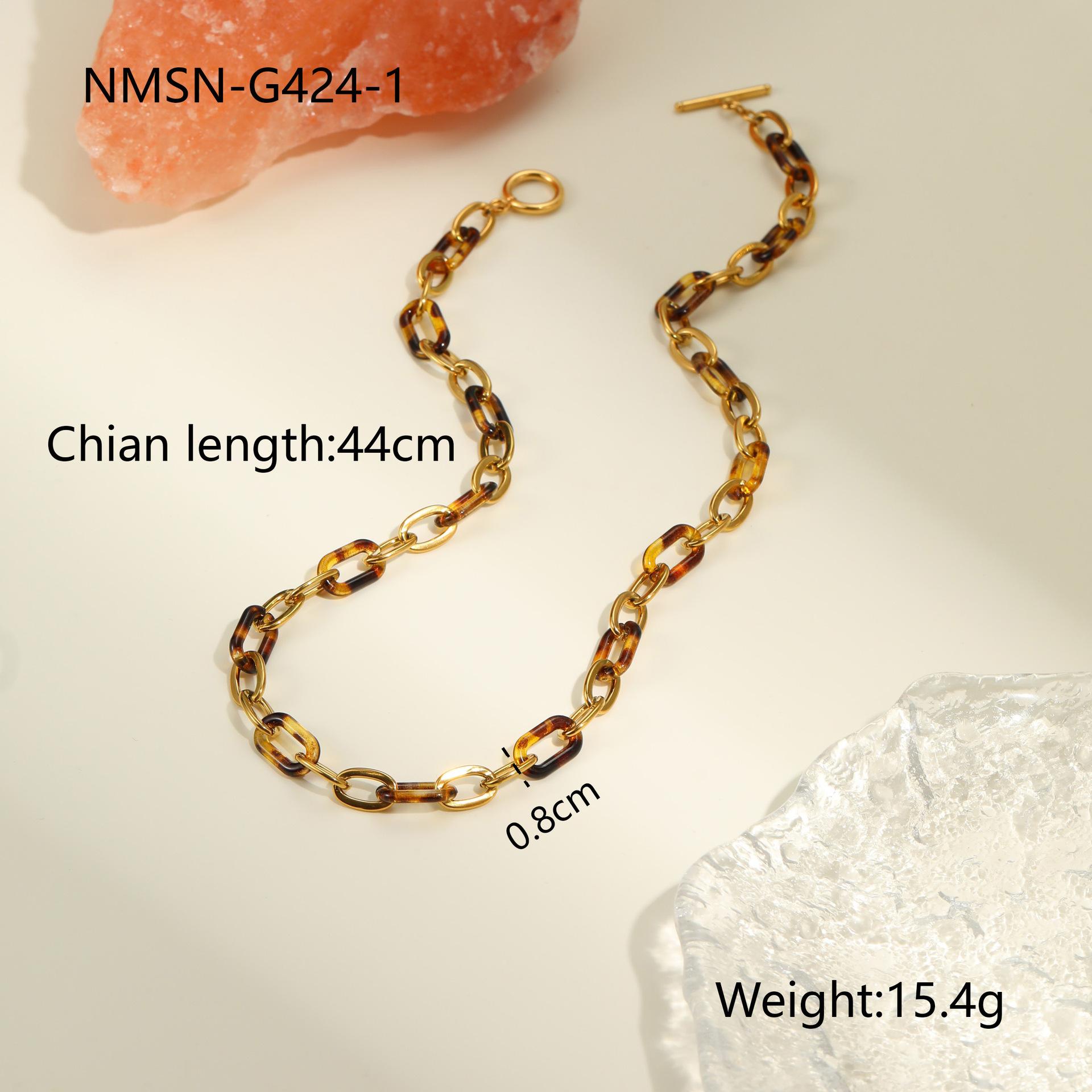 GEMCHIC Women s Geometric Resin Chain Necklace Stainless Steel OT Buckle Design Fashion Jewelry