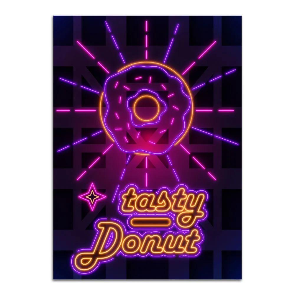 Neon Sign Art Tacos Ramen Food Poster Print Hot Dog Fries Burger Canvas Painting Modern Home Decor Picture For Kitchen Frameless