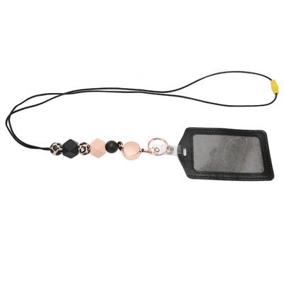 Retractable Silicone Beaded Lanyard with Transparent ID Holder PU Material ID Badge Holder with Lanyard Multi Purpose