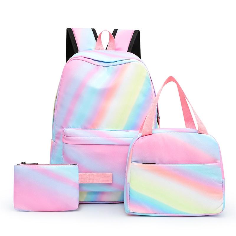 Stylish And Durable Nylon Backpack Set 3 Piece School Bag Lunch Bag And Pencil Case Unisex Design