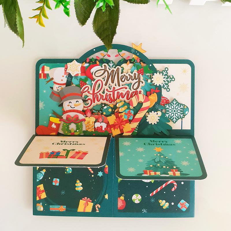 Christmas Three-dimensional Box Congratulation Cards New Year's Greeting Card Made Available for Desktop Ornaments