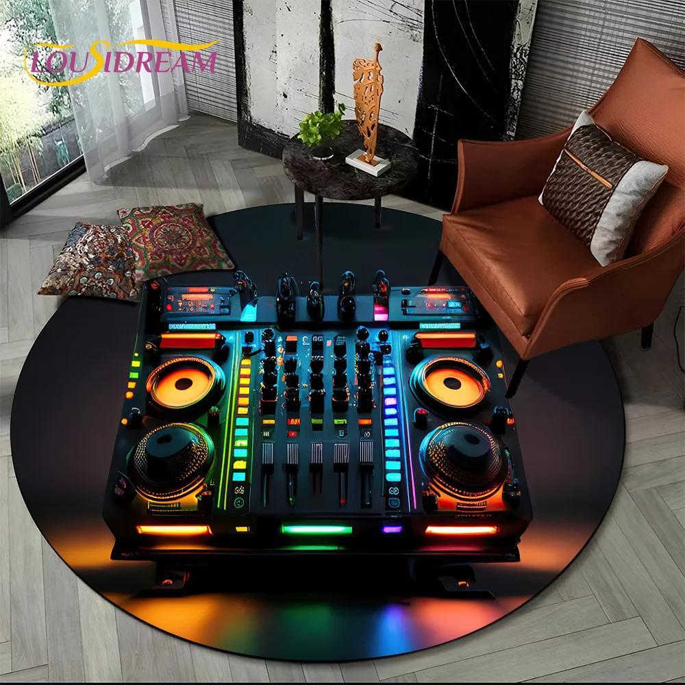 3D Vinyl Record Music DJ Screen Tape HD Round Area Rug,Carpet Rug for Living Room Bedroom Sofa Playroom Decor,Non-slip Floor Mat