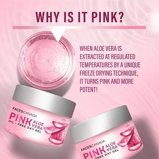 FACESCANADA Pink Aloe Vera Oil-Free Day Gel, 50g | 1.5% Hyaluronic Acid | Intense Hydration | Lightweight, Non Sticky | No Alcohol & Parabens