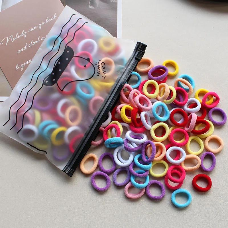 100pcs 2CM Kids Elastic Hair Bands Girls Gum Scrunchie Rubber Band for Children Nylon Hair Ties Headband Baby Hair Accessories