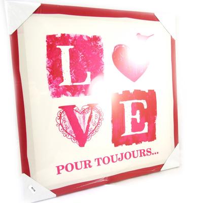 [M2198] - 'Love' Ecru Red Canvas (40x40 Cm)