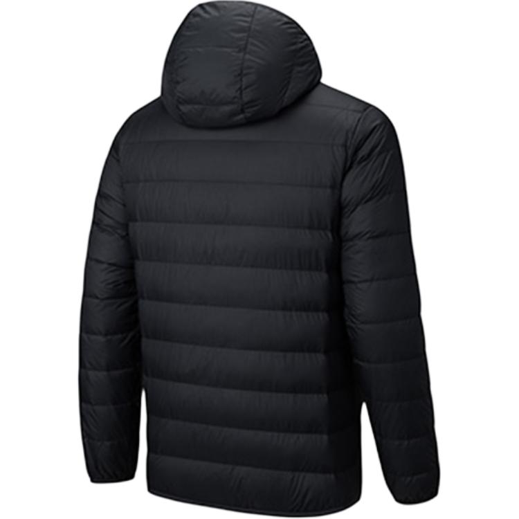 Anta Leichte Winddichte Einfarbige Daunenjacke mit Kapuze Herren Oberbekleidung Schwarz 152447922-5